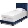 Baxton Studio Caprice Modern and Contemporary Glam Navy Blue Velvet Fabric Twin Size Panel Bed 183-11256-Zoro